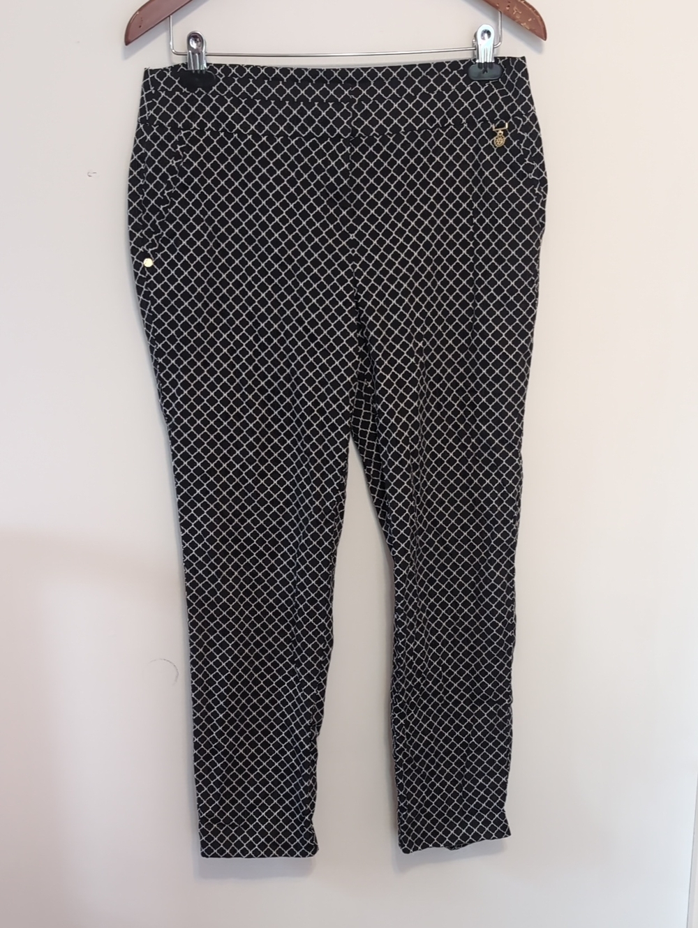 Anne Klein Black White Straight Leg Dress Pant Size 6